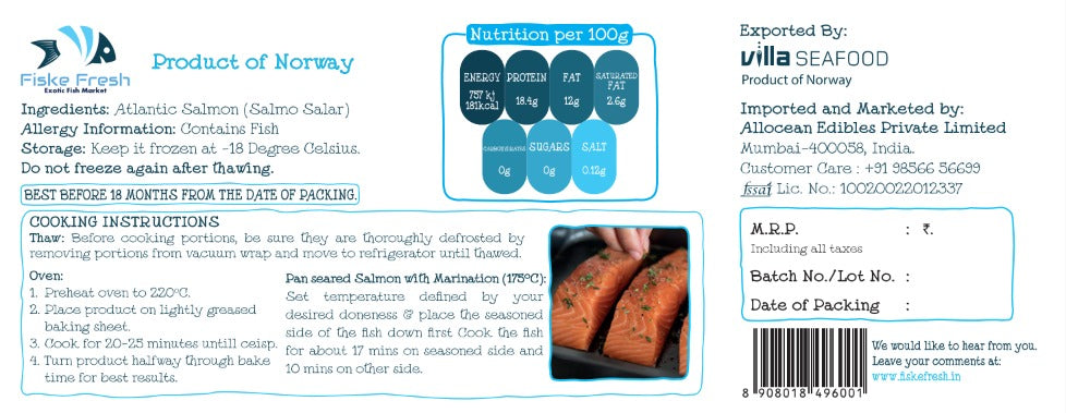 Norwegian Atlantic Salmon - Skinless Portion